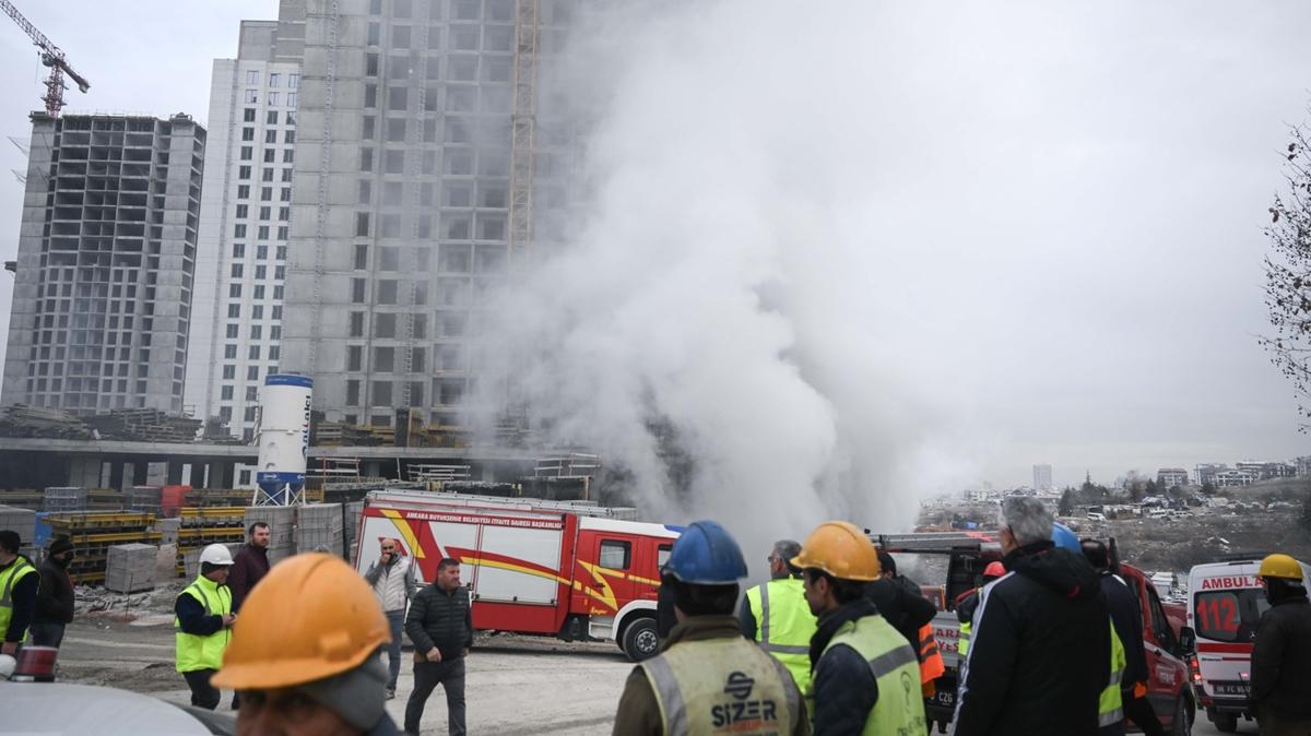 Ankara'da inaat alannda yangn! Mdahale ediliyor 