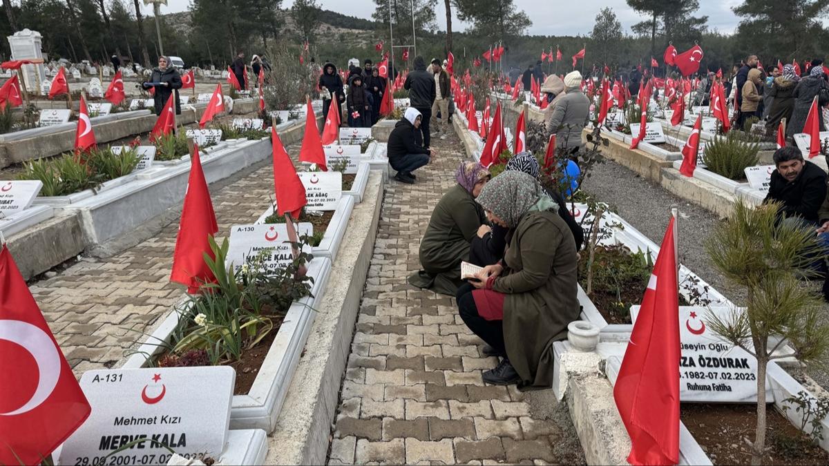 Kahramanmara'ta depremlerde yaknlarn kaybedenler mezarlklar ziyaret ediyor                                           