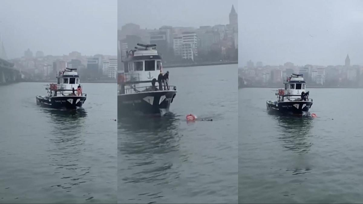 stanbul'da korku dolu anlar! Denize den kadn iin balklar seferber oldu