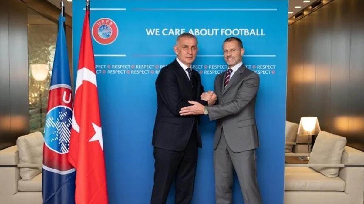 TFF Başkanı Hacıosmanoğlu, UEFA Başkanı Ceferin ile bir araya geldi
