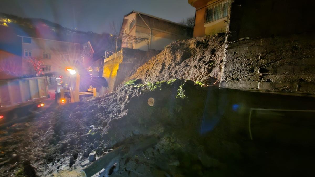 Beykoz'da istinat duvar kt! Bir bina mhrlendi