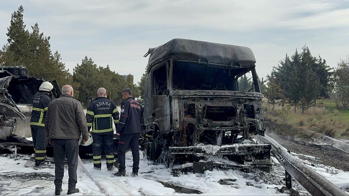 Devrilen akaryakt tankerinde yangn