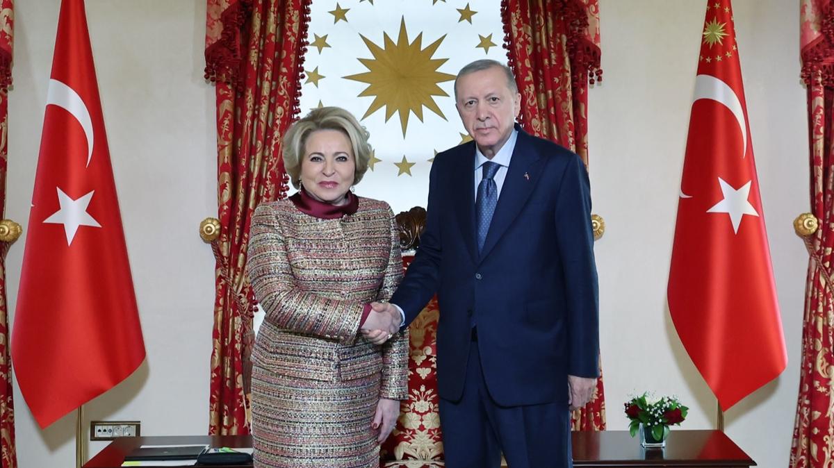 Cumhurbakan Erdoan, Rusya Federasyon Konseyi Bakan Matviyenko ile grt