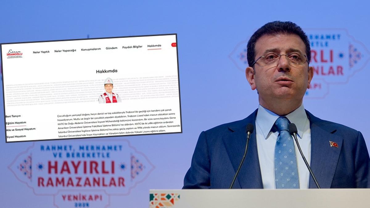 İfadesinde 'geçmişini' yalanlamıştı! İmamoğlu şimdi de üniversite bilgilerini değiştirdi