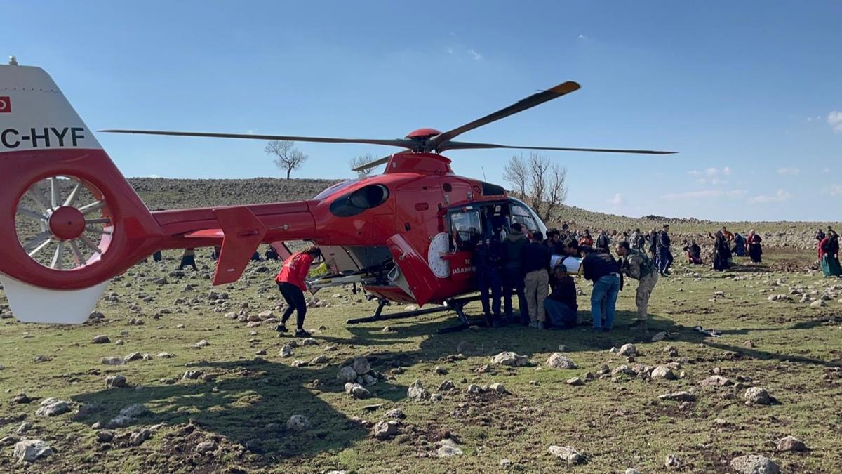 Yaralanan kii ambulans helikopterle hastaneye kaldrld 
