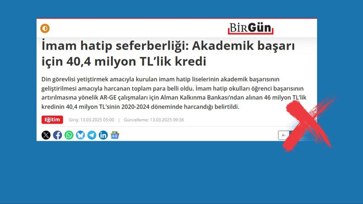 'MEB, Alman Kalknma Bankas'ndan 46 milyon TL kredi ald' iddiasna yalanlama