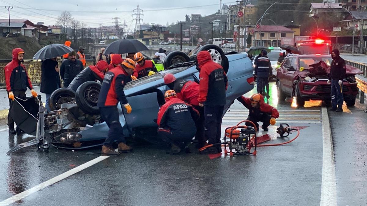 Rize'de trafik kazas: Takla atan otomobilin srcs hayatn kaybetti 