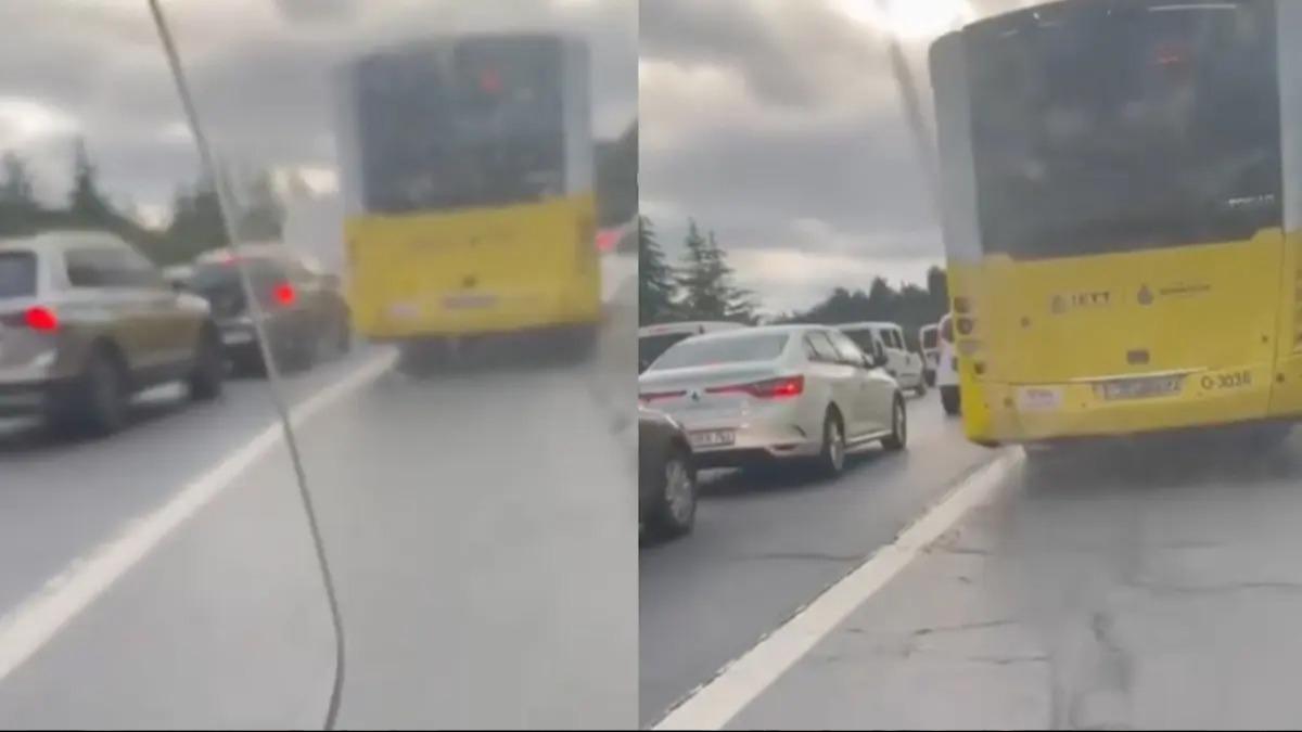 Trafikte kural tanmayan ETT otobs: Skandal hareket sosyal medyada tepki ekti