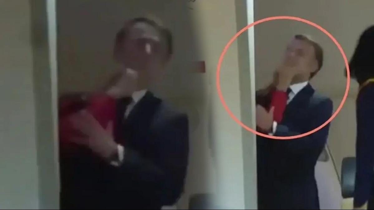 Macron uakta tokad yedi! Grntler Fransa'da gndem oldu