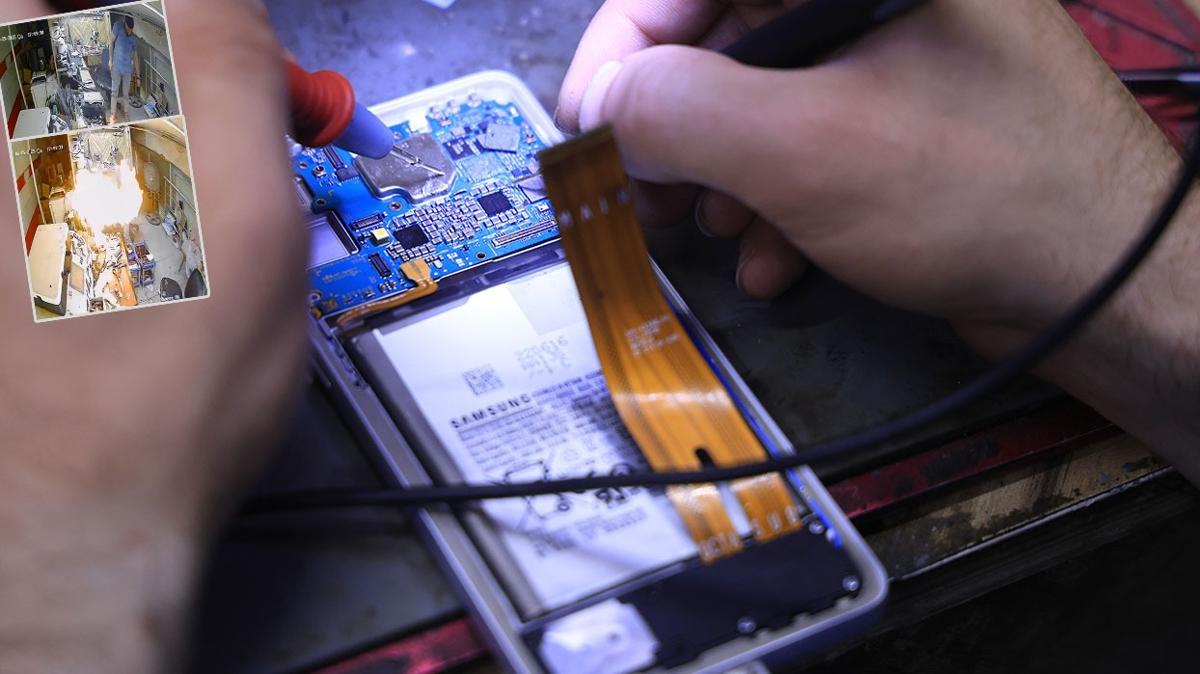Cep telefonu bomba gibi patlad... O anlar gvenlik kamerasnda