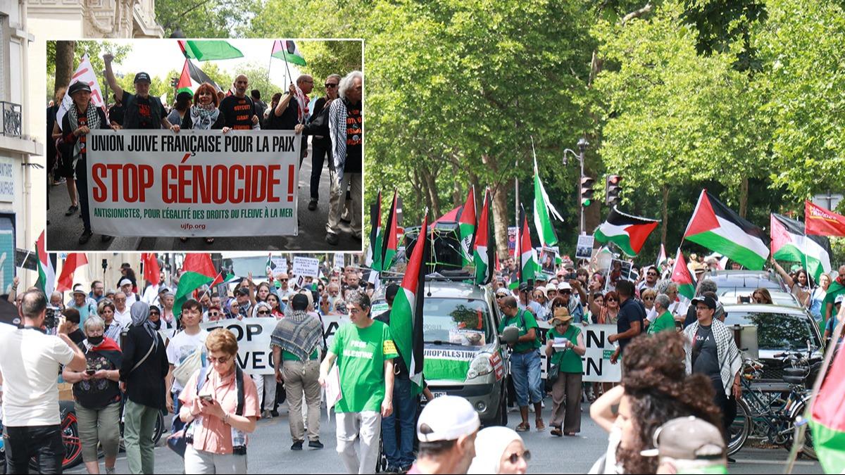 Paris'te binlerce kii Gazze'ye ses oldu: Soykrm dursun