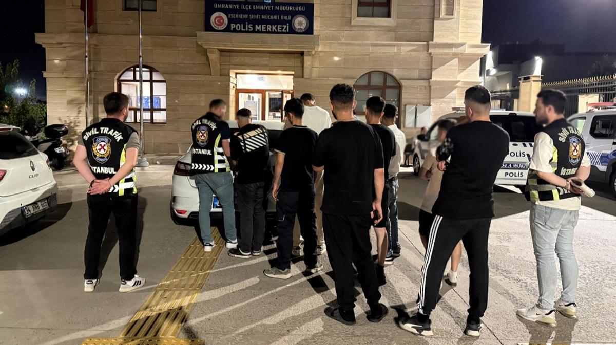 mraniye'de konvoy oluturarak tnel kapatan srclere para cezas