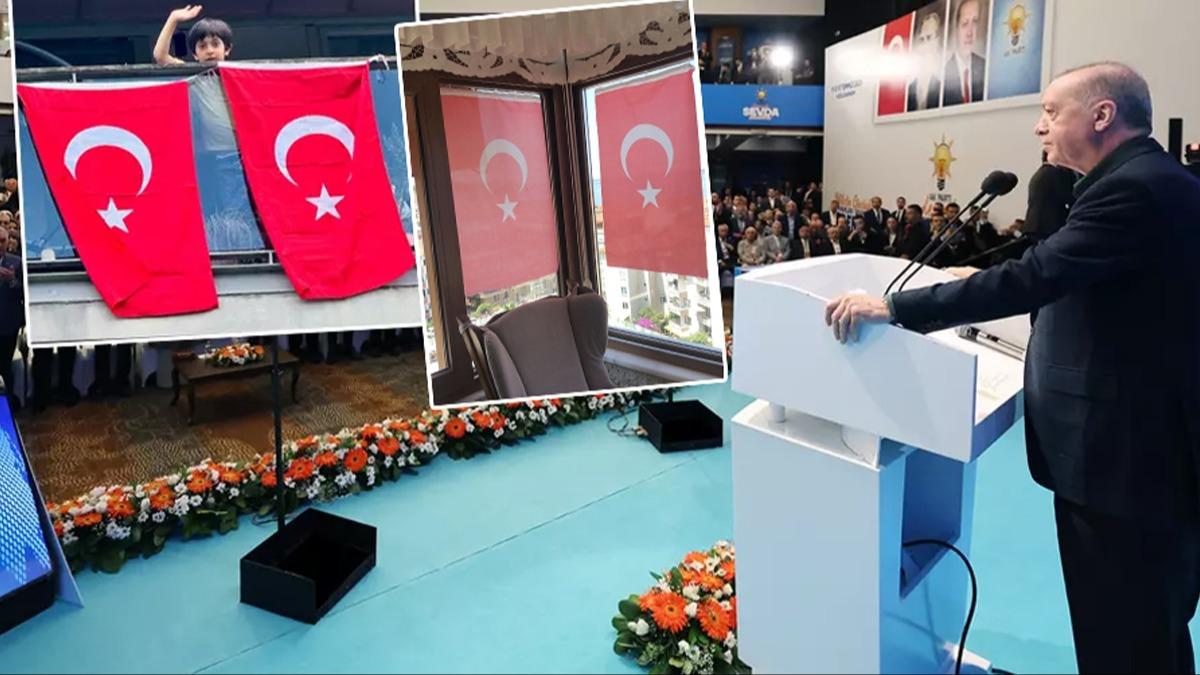 Cumhurbakan Erdoan ar yapt! Trk bayraklar aslmaya baland