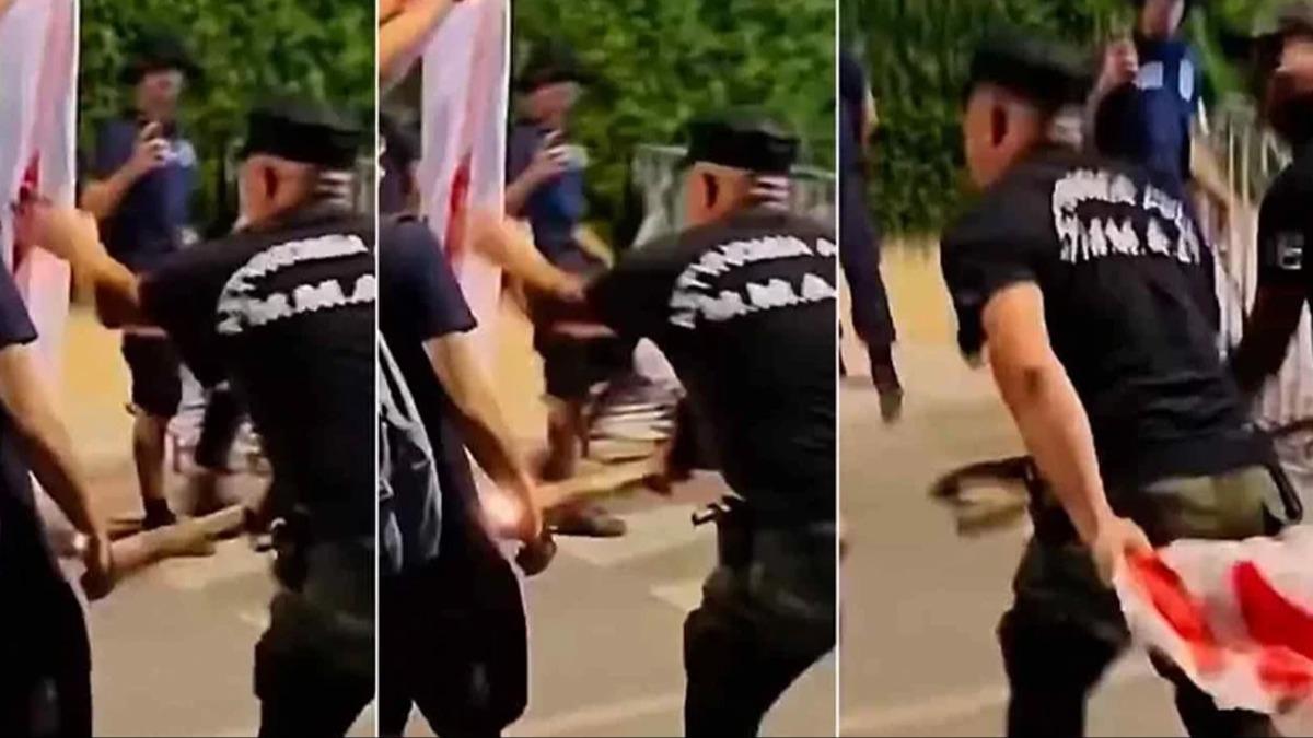 Rum faistlerden provokasyon! Gsteriye polis engel oldu