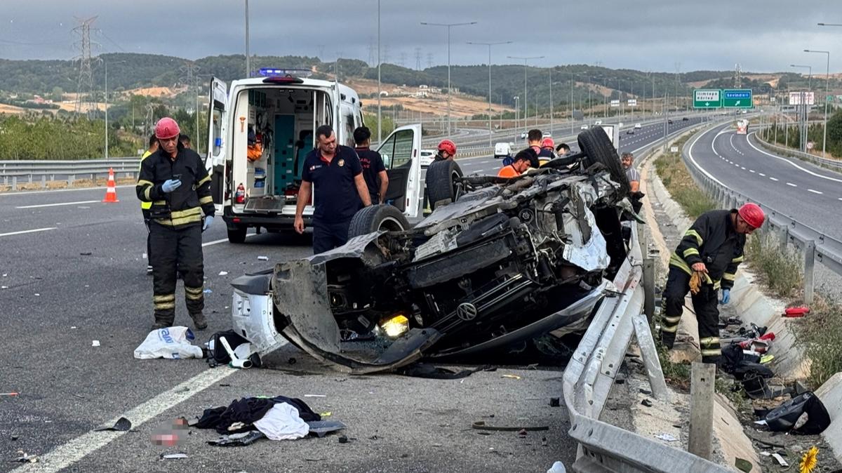 Kuzey Marmara Otoyolu'nda feci kaza: Anne ld, ei ve ocuklar yaraland