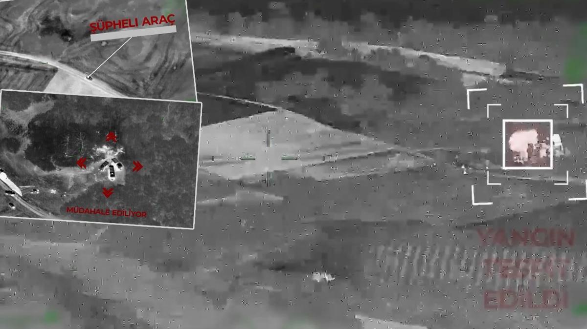 Orman kundaklar Bayraktar TB2'den kaamad