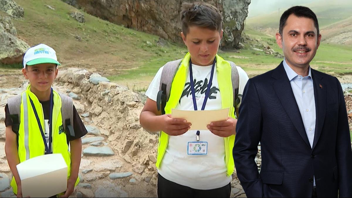 Yayladaki pleri toplayan iki kardee Bakan Kurum'dan teekkr: yi ki varsn Mete ve Grkem