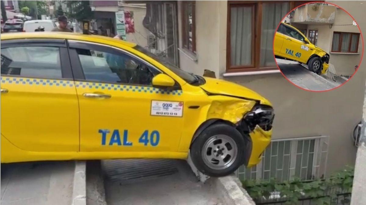 Yokuta freni tutmad! Taksici faciadan kl pay kurtuldu