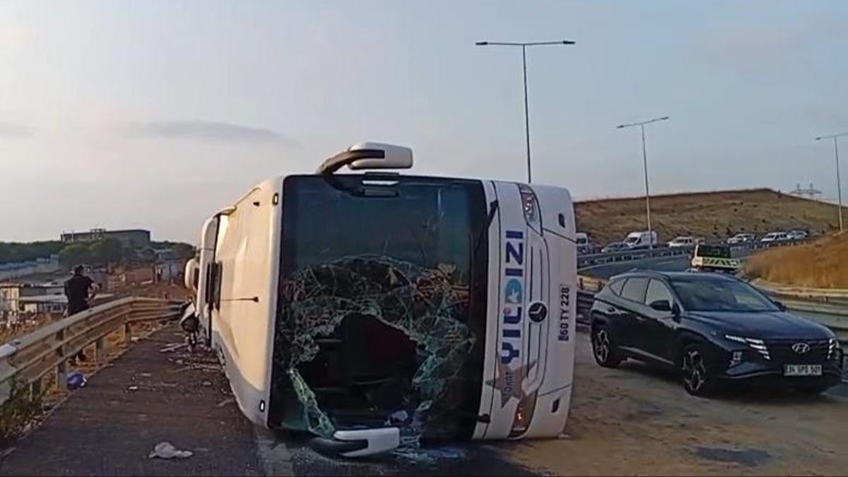 Kuzey Marmara Otoyolu'nda yolcu otobs devrildi: ok sayda l ve yaral var 