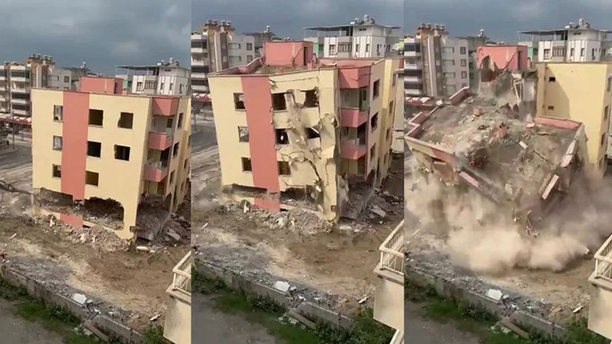 Hasarl bina tek dokunula yerle bir oldu