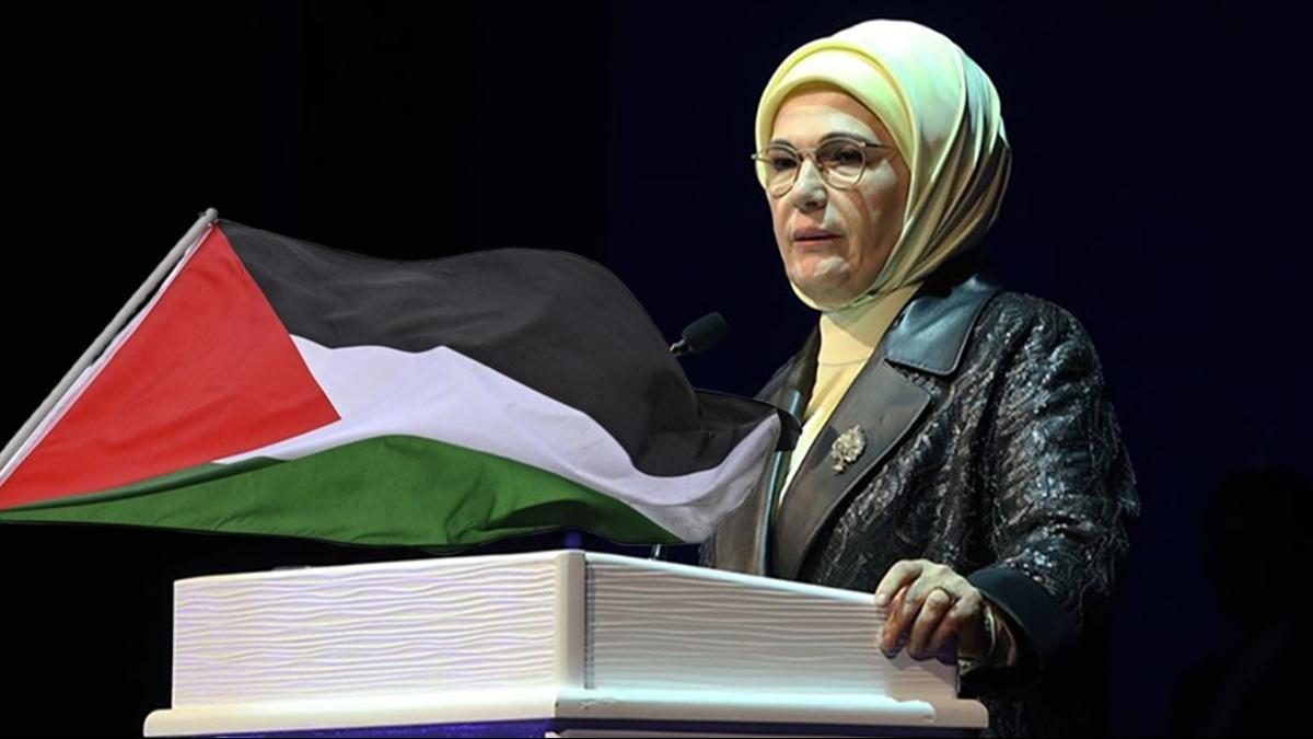 Emine Erdoan'n tarihi arsna pe pee destek mesaj: Gazze'nin zgrlk vakti oktan geldi