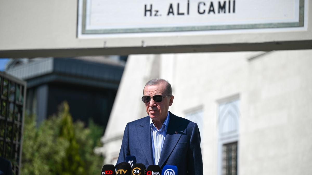 Cumhurbakan Erdoan cuma namazn Hz. Ali Camisi'nde kld