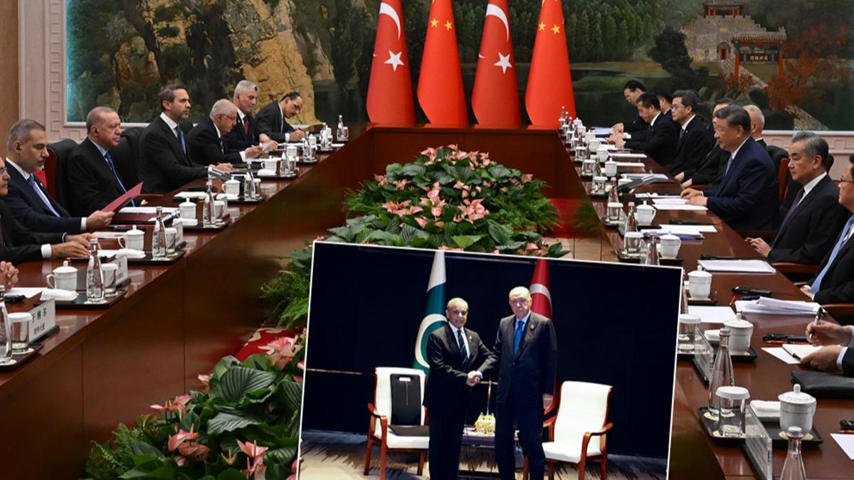 in'de diplomasi trafii! Cumhurbakan Erdoan, i Cinping ve erif ile grt
