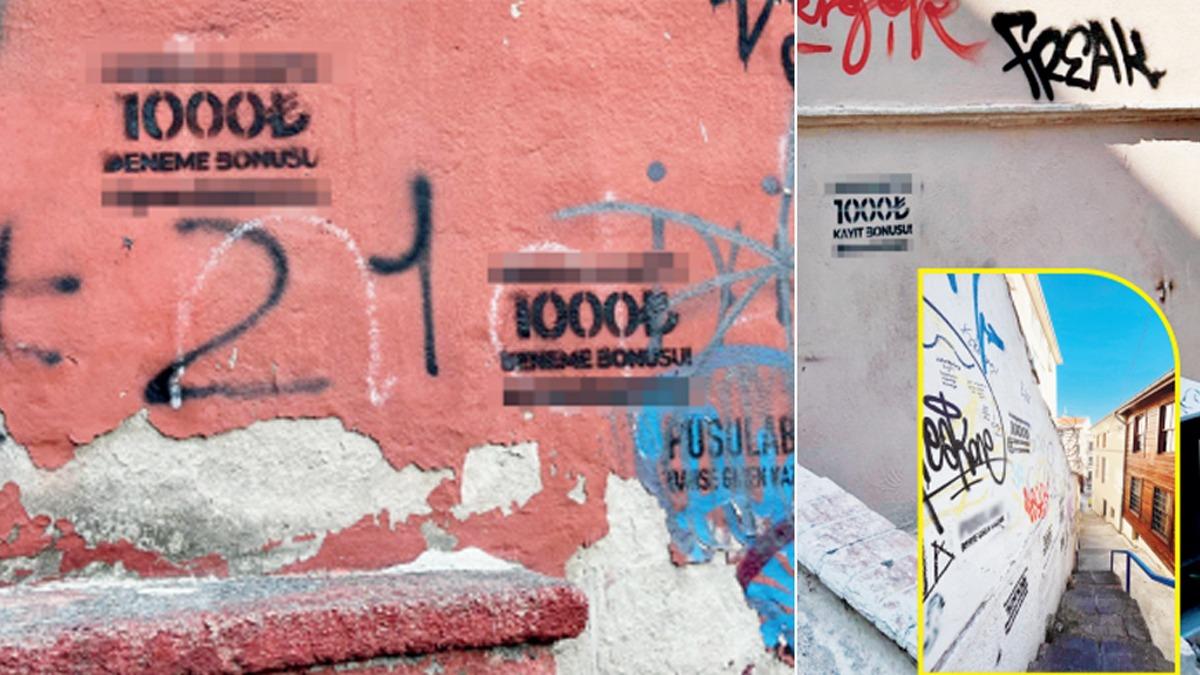 Duvarlara korsan reklam! Sanal bahis sokaa indi