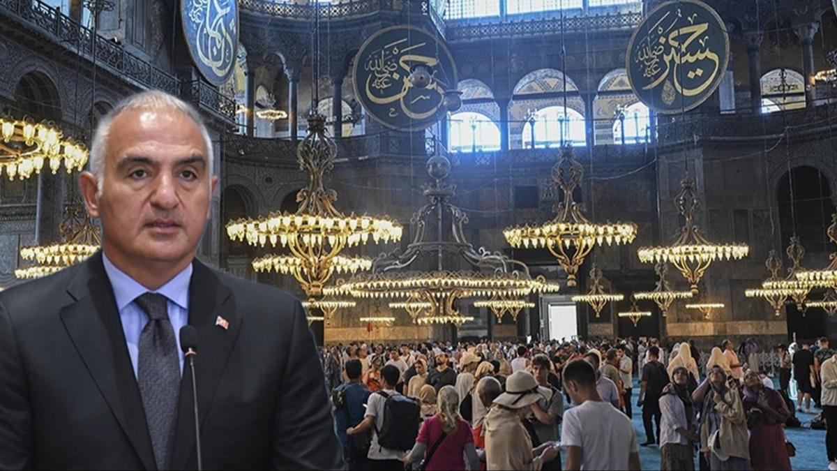Bakan Ersoy: Ayasofya 5 ylda yaklak 40 milyon ziyaretiyi arlad 