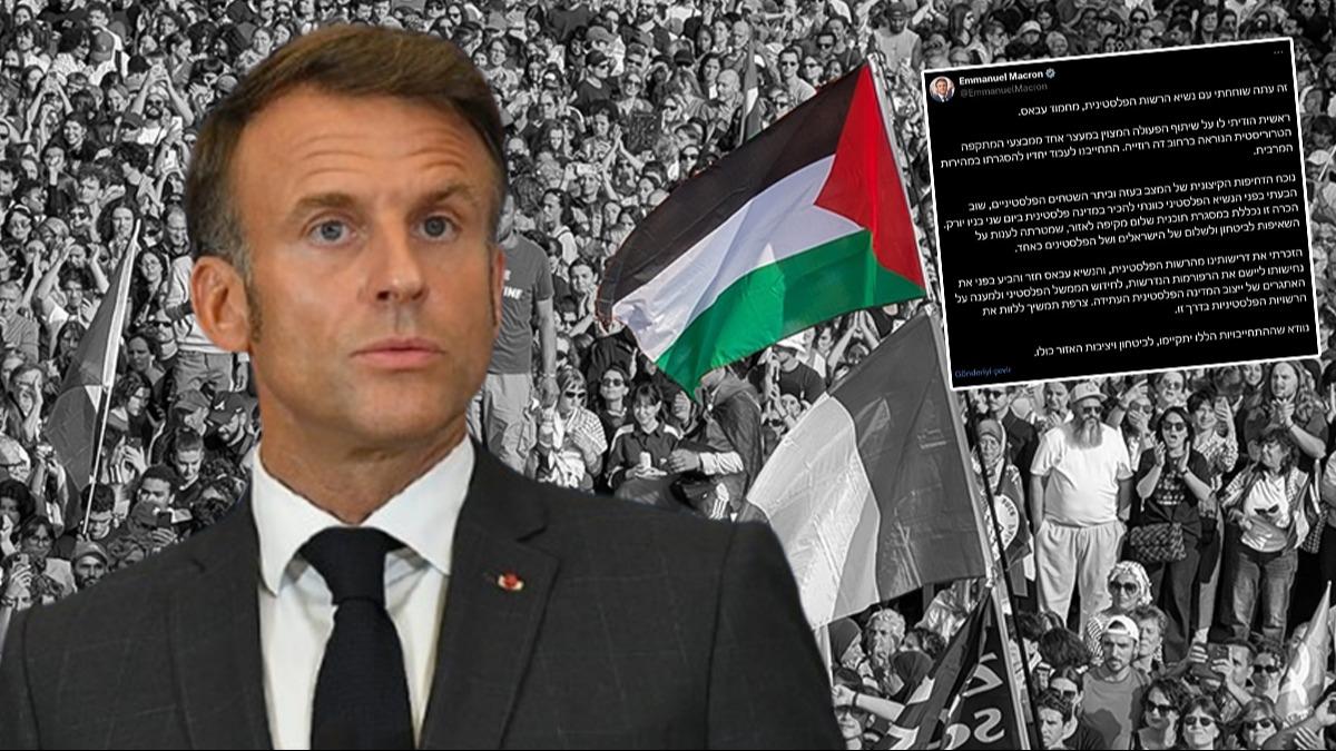 Bu kez Netanyahu'nun anlayaca dilden yazd... Macron'dan branice mesaj: Filistin'i tanyacaz