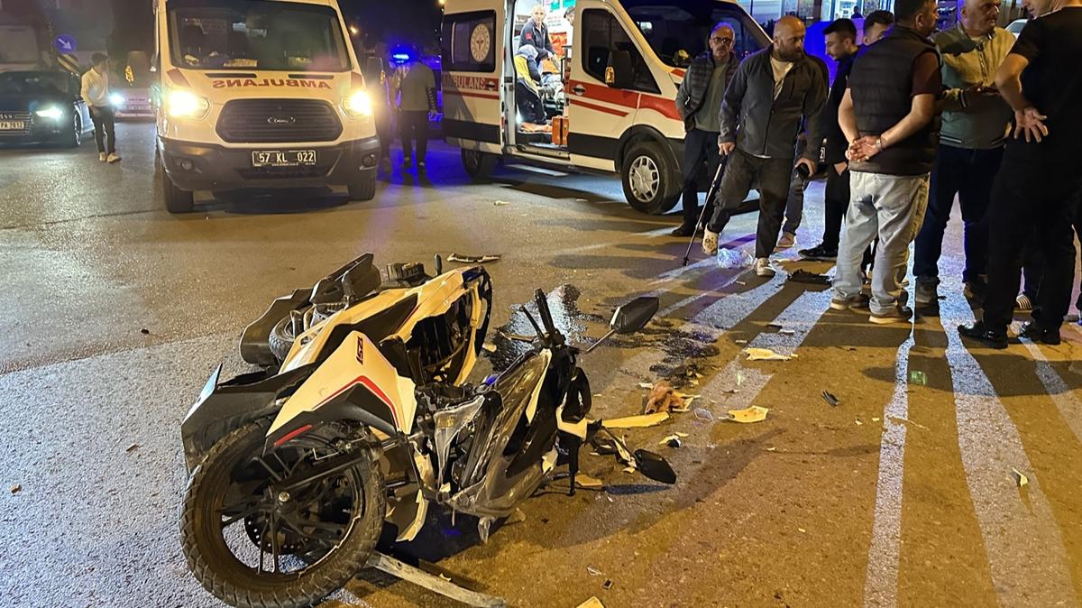 Sinop'ta otomobil ile motosiklet arpt: 2 yaral