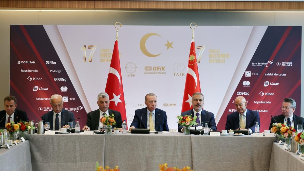 Cumhurbakan Erdoan, ABD'de Sektrel Yuvarlak Masa Formatnda Trk Yatrm Konferans'na katld