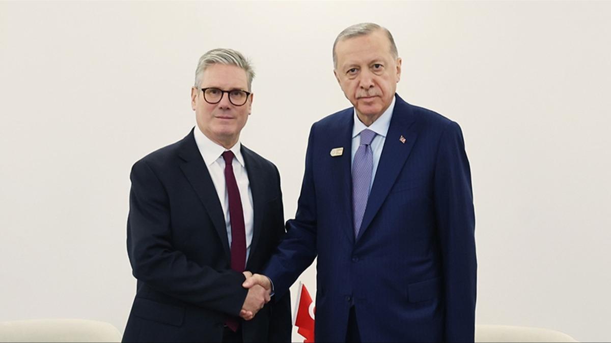 Cumhurbakan Erdoan, ngiltere Babakan Starmer ile grt: Filistin'in tanmas tarihi bir gelime