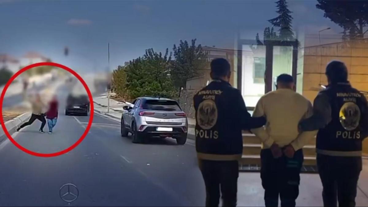 Grntler tepki ekmiti! Trafikte tartt srcye tala saldran ahs yakaland
