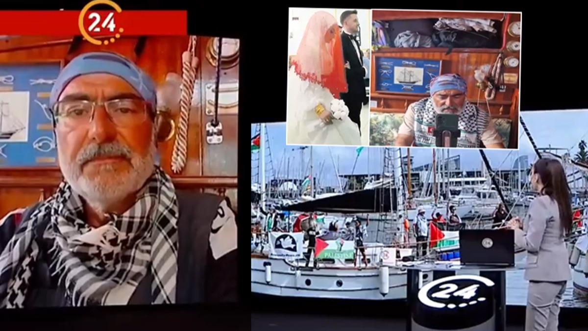 Olunun dnne ''insanlk filosu''ndan balanan aktivist 24 TV'ye konutu: nallah Gazzeli mazlumlarla kucaklaacaz