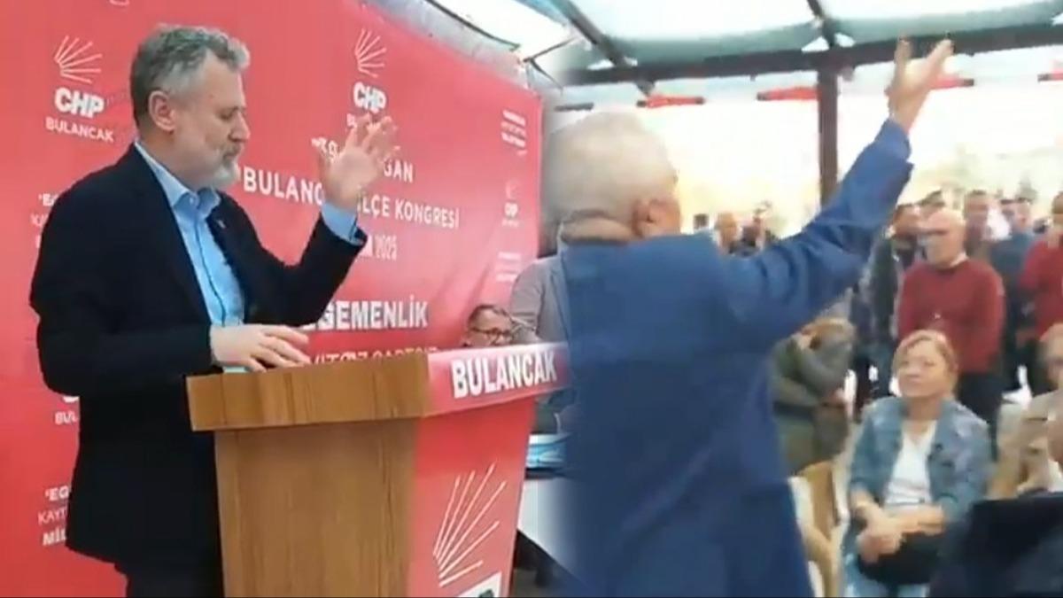 Bir CHP klasii haline geldi! Kongrede gergin anlar: Elindeki mikrofonu frlatarak krsden indi