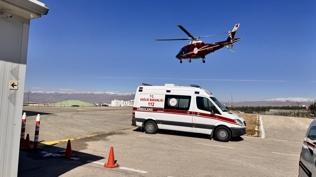 Kalp krizi geçiren hastanın imdadına ambulans helikopter yetişti