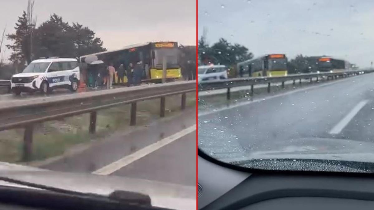 Bykekmece'de faciadan dnld... Otobsn yoldan kt anlar kamerada