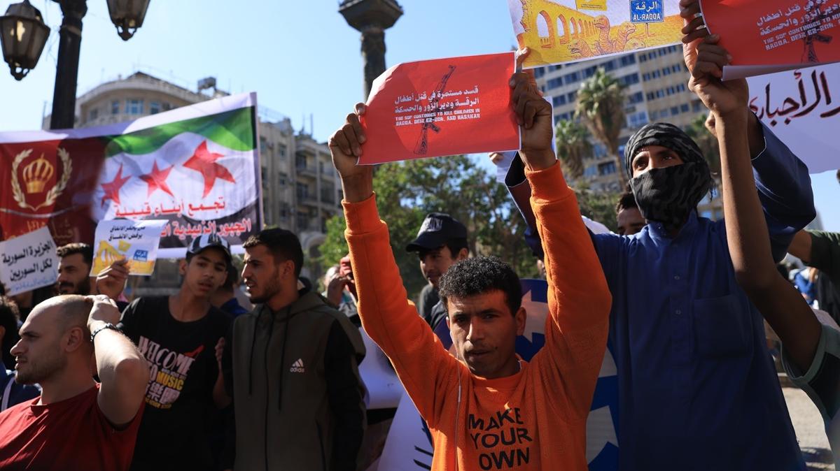 Suriye'de terör örgütü PKK/YPG'ye protesto: Bölgeden temizlenmesini istiyoruz