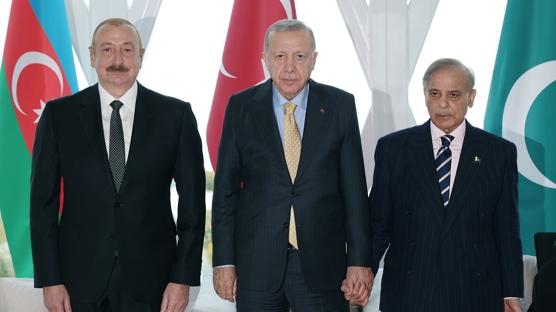 Bakan Erdoan, ahbaz erif ve Aliyev ile grt