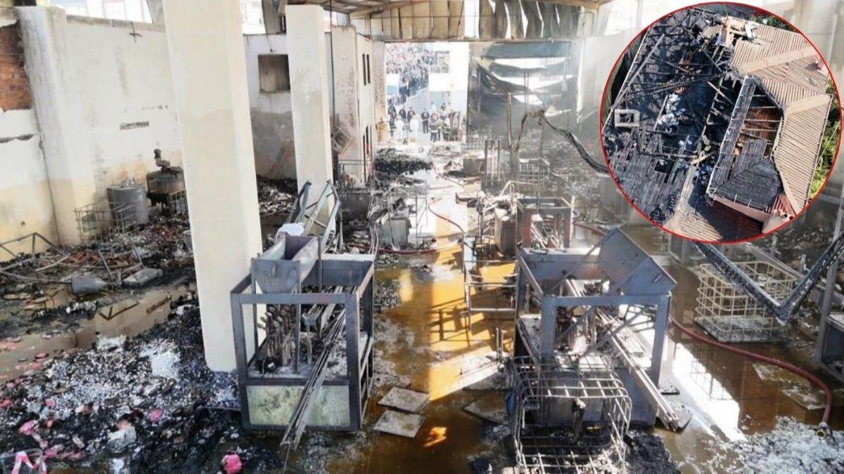 Parfüm tesisinden geriye kül kaldı! Tahribat dronla görüntülendi