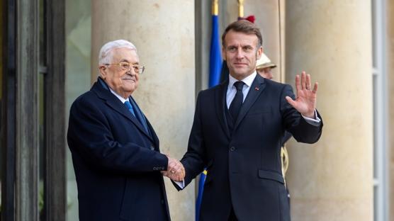 Fransa'da gndem Gazze: Macron ve Mahmud Abbas bir araya geldi