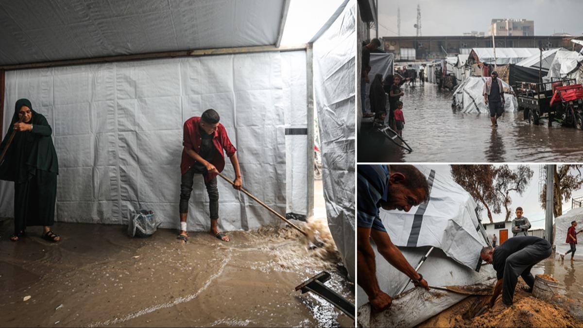 Gazze'de çadırlar sular altında! Hamas'tan acil çağrı: Harekete geçin