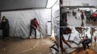 Gazze'de çadırlar sular altında! Hamas'tan acil çağrı: Harekete geçin