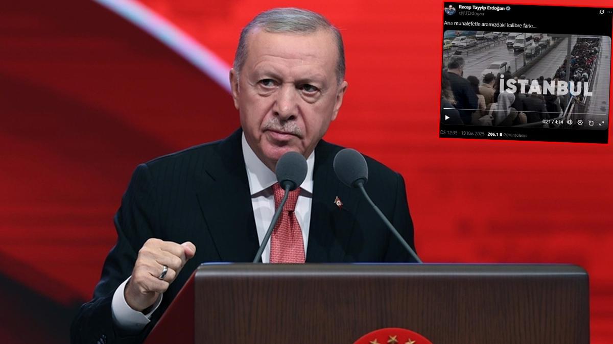 Cumhurbakan Erdoan'dan CHP'ye ''kalibre fark'' gndermesi 