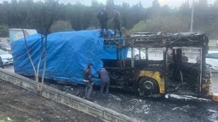 İETT otobüsü alev alev yandı