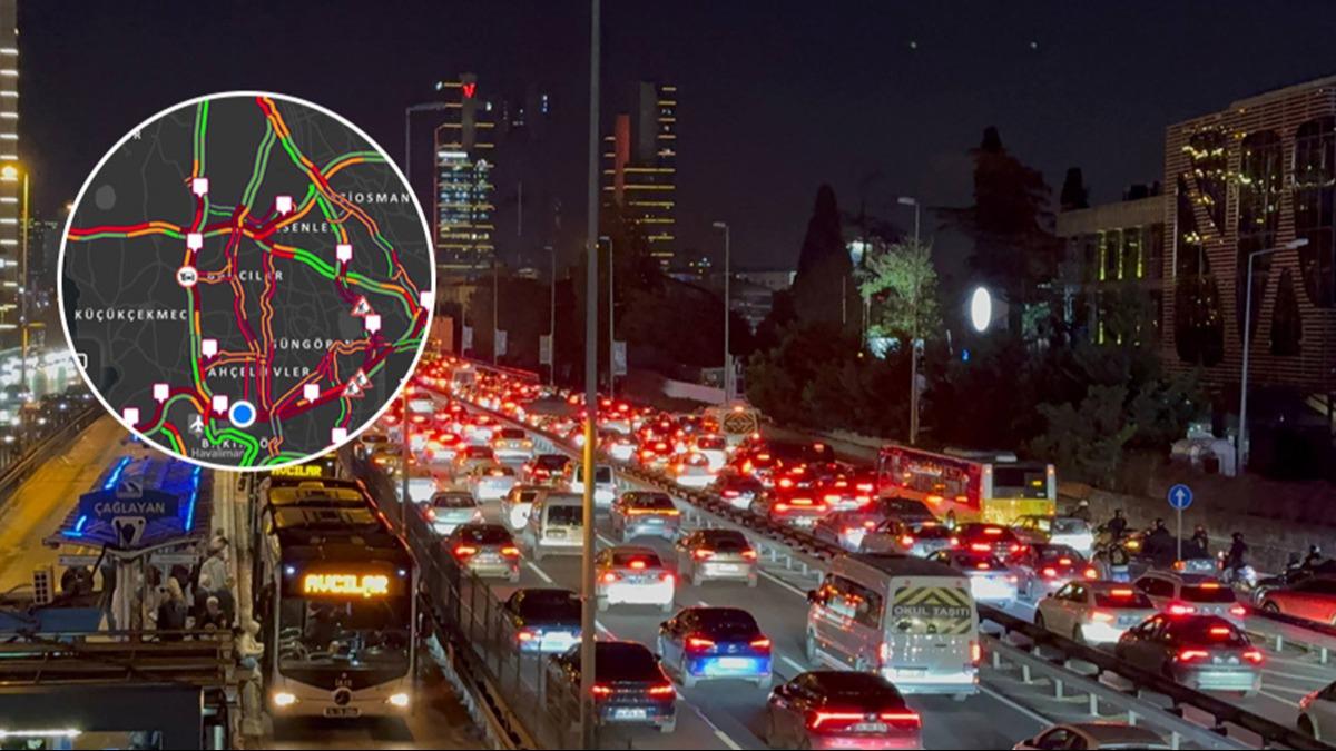 stanbul'da trafik haritas krmzya boyand: Ana arterler, cadde ve yollar kilit
