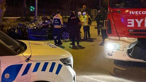 Kaldırıma çarpan otomobil 200 metre savruldu: 1 ölü, 1 ağır yaralı