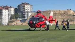 82 ya��ndaki adam�n imdad�na ambulans helikopter yeti�ti