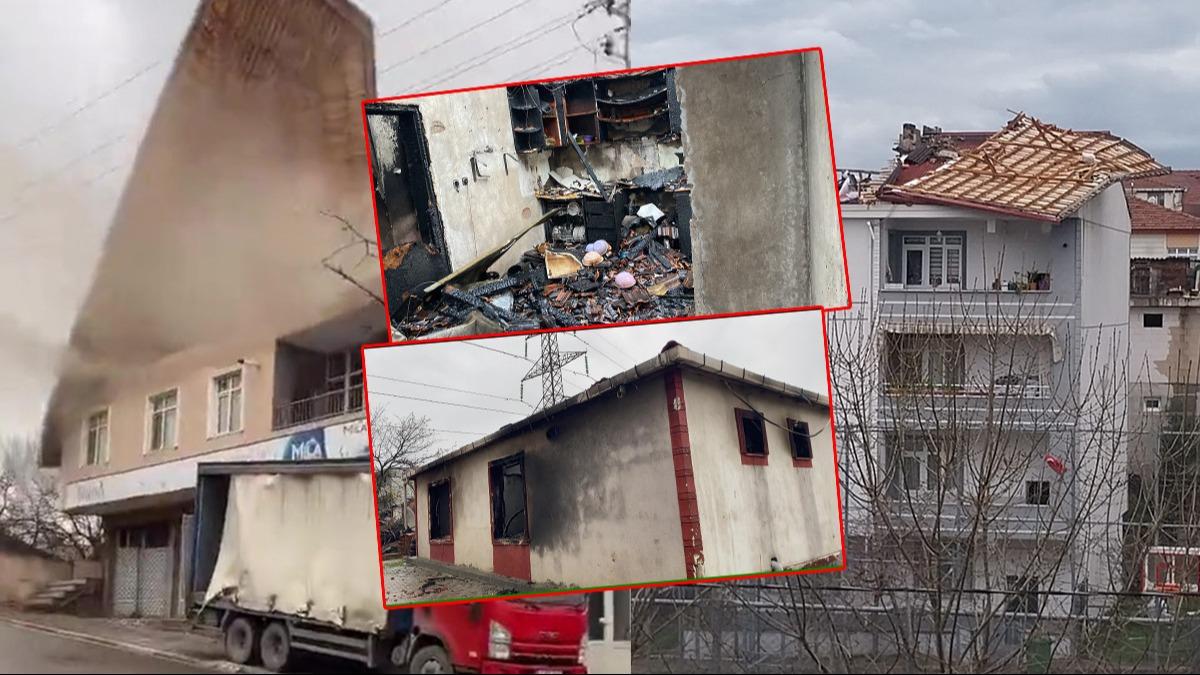 �iddetli f�rt�na hem u�urdu hem de yakt�: Bir ev k�le d�nd�